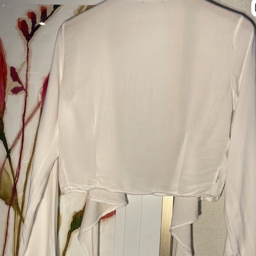 Brandy Melville- White Long Sleeve Tie-Front Top - Picture 4 of 4